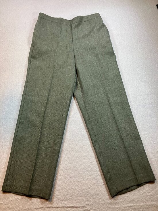 Alfred Dunner Pants - Alfred Dunner Women Green Elastic Waist Pull On Polyester Casual‎ Pant Size 10P
